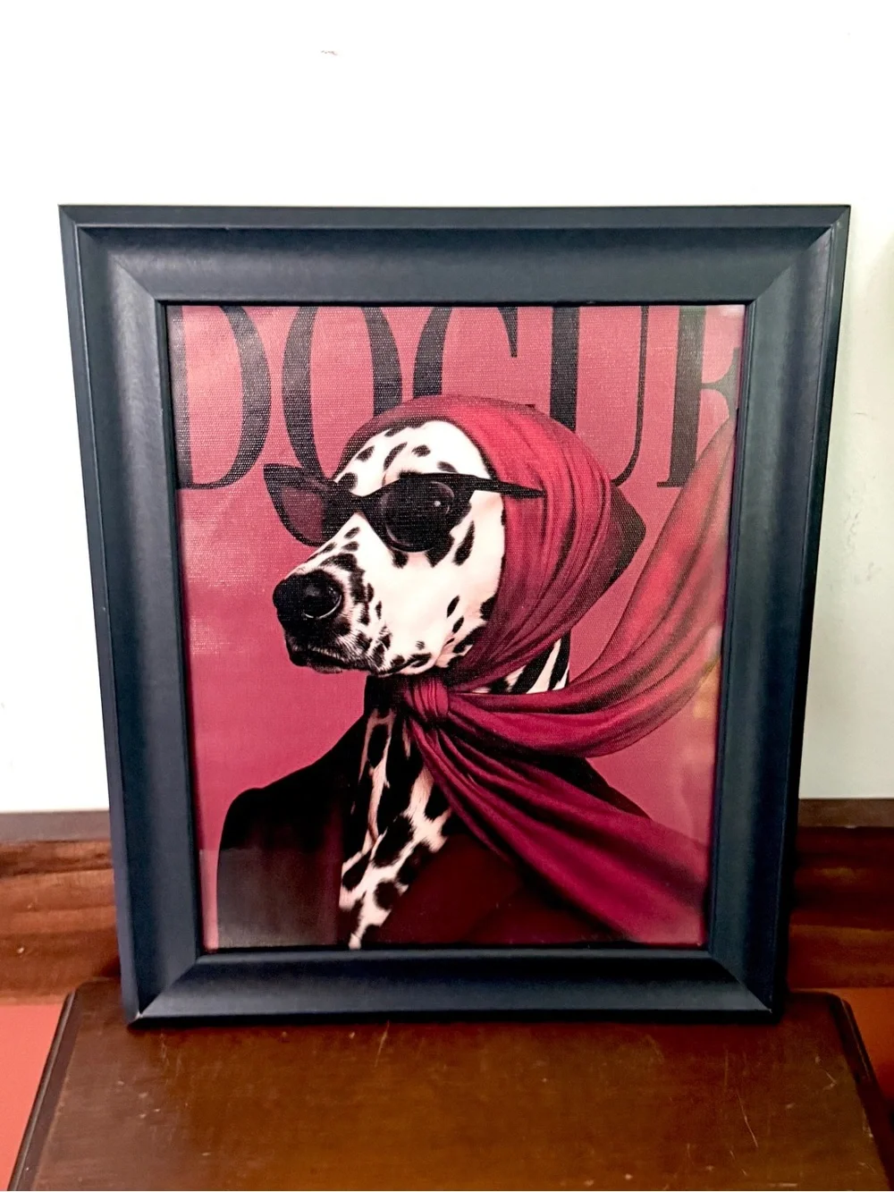 Dog Vogue Dalmation Dogue Fancy Canvas Art Print Black Framed Quirky Wall Art